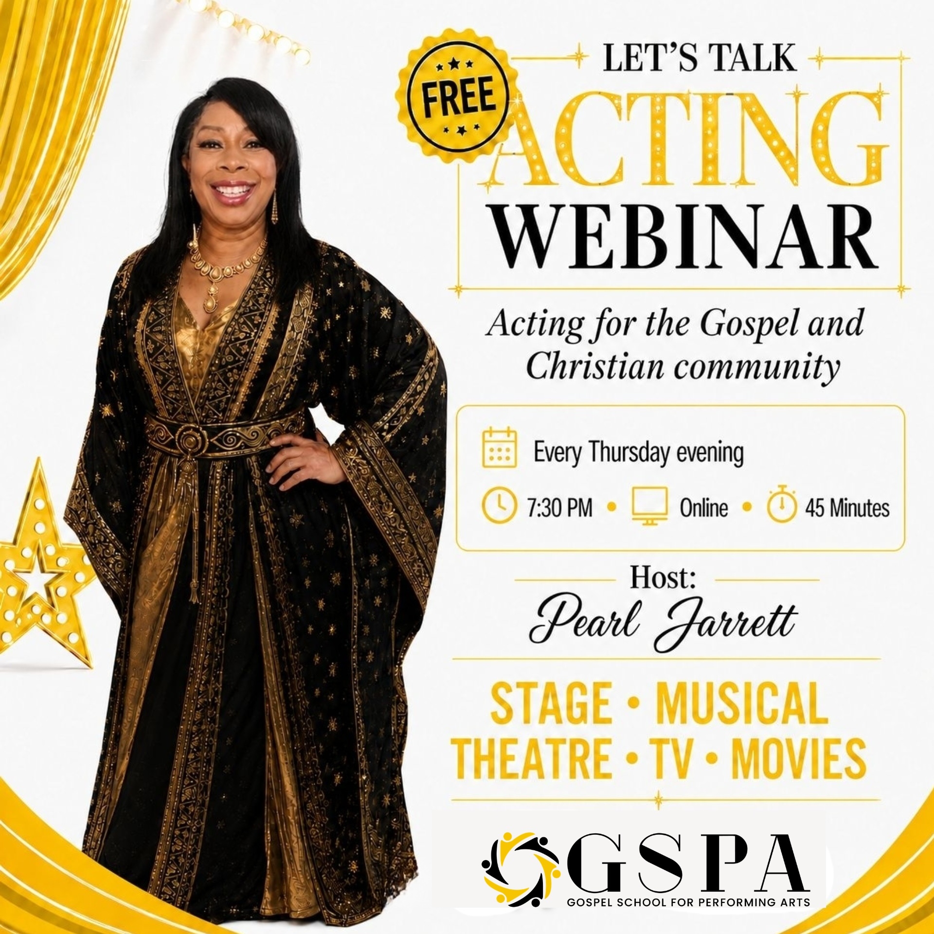 Let's Talk Acting — free live webinar with Pearl Jarrett